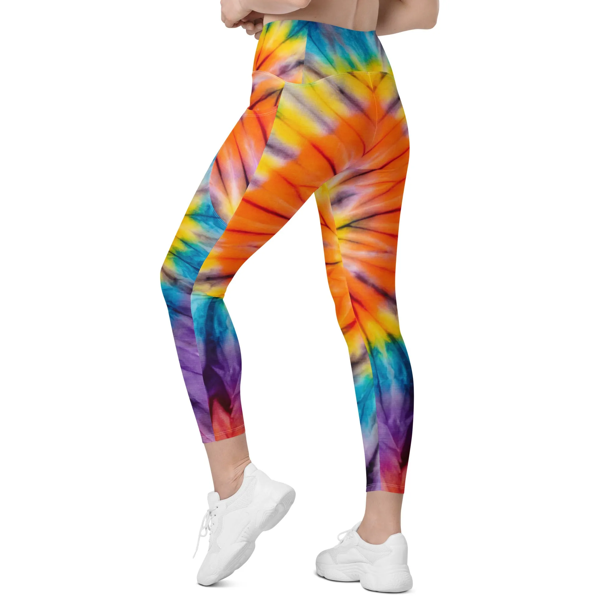 Best Tye-Dye Crossover Leggings with Pockets, lioness-love