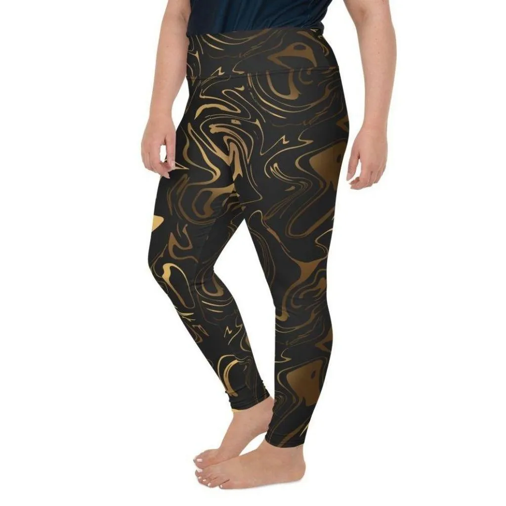 Black & Gold Plus Size Leggings