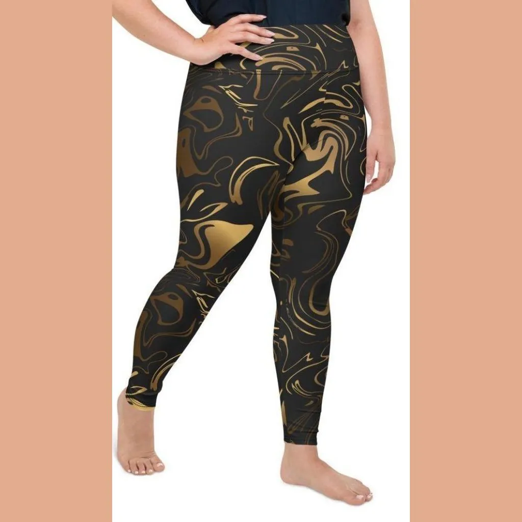 Black & Gold Plus Size Leggings