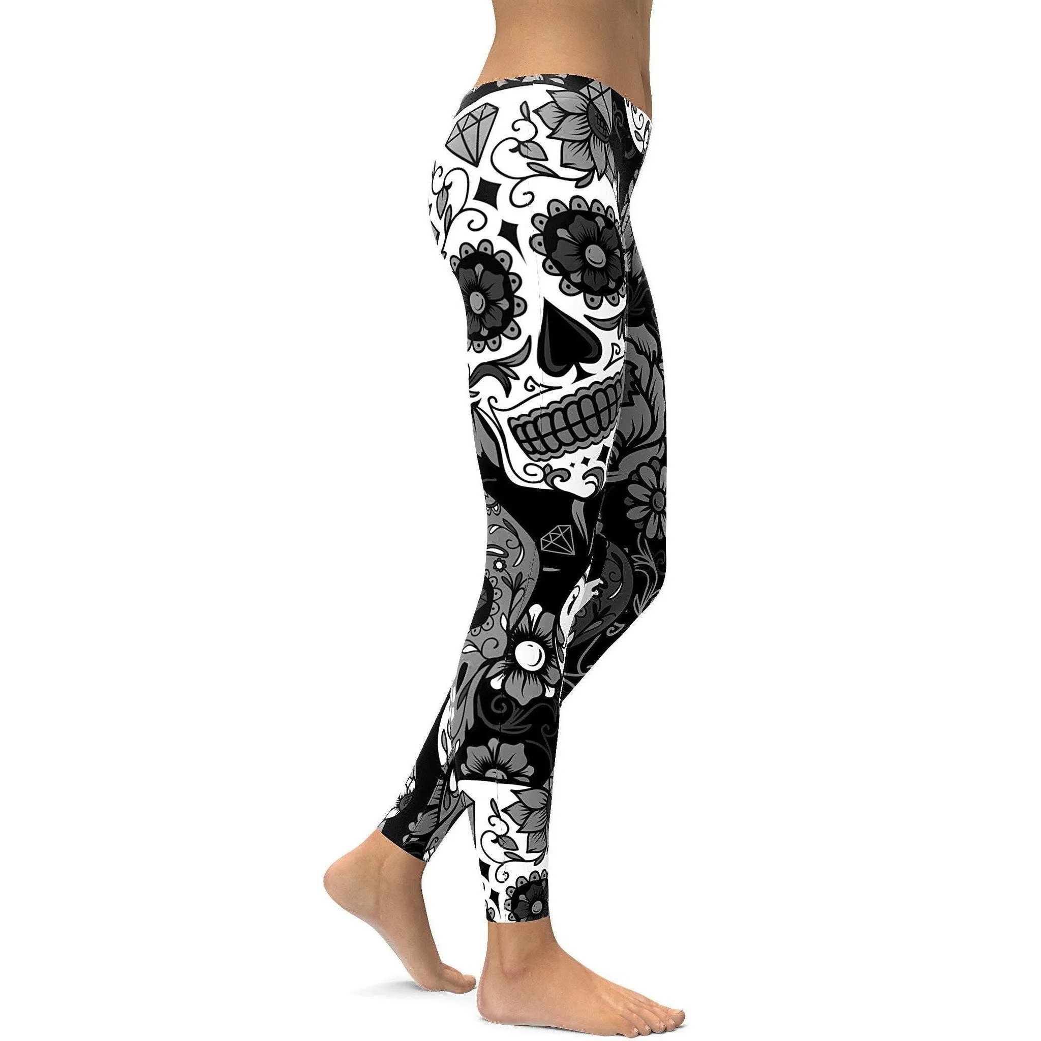 Black & White Sugar Skull Leggings