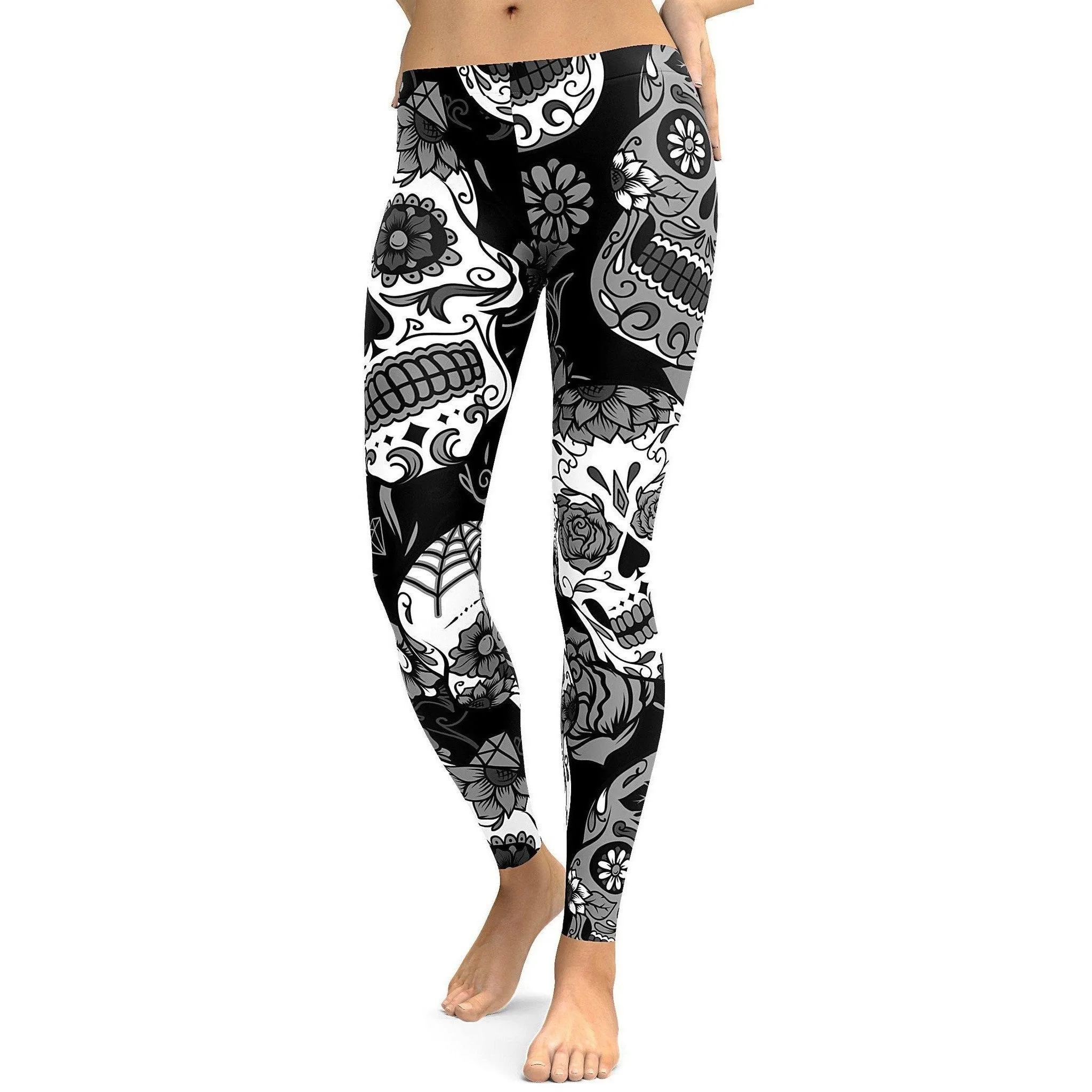 Black & White Sugar Skull Leggings