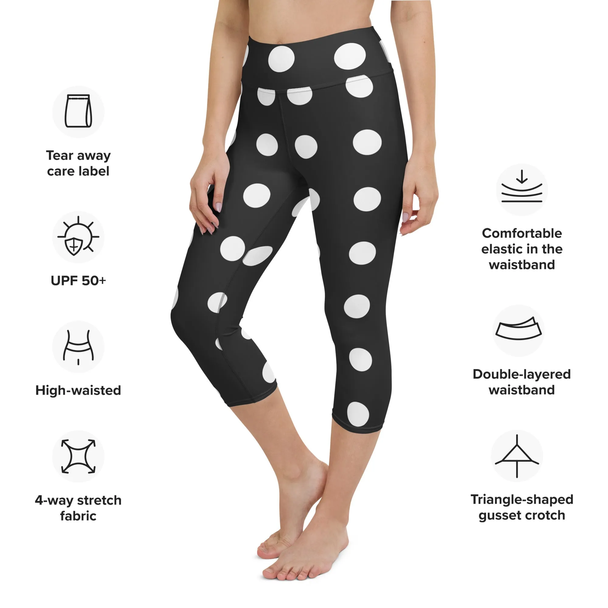 Black and White Yoga Capri Leggings | Gym Leggings, lioness-love