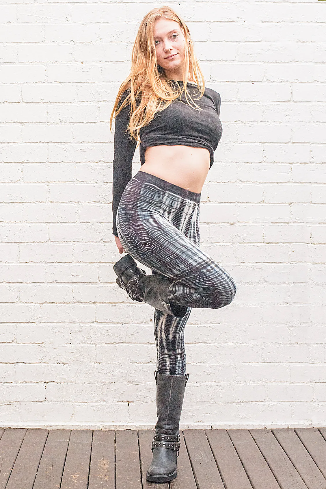 Black, Brown & White Snakeskin Tie Dye Leggings