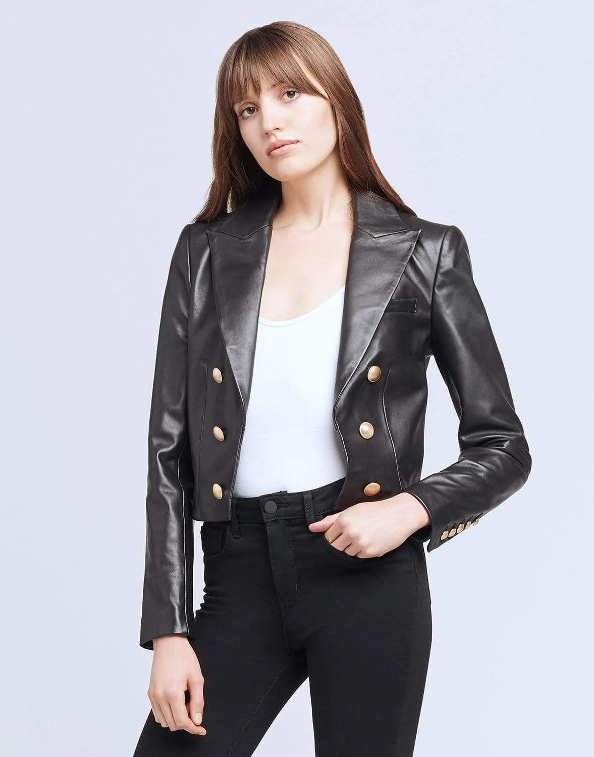 Black Inez Crop Blazer