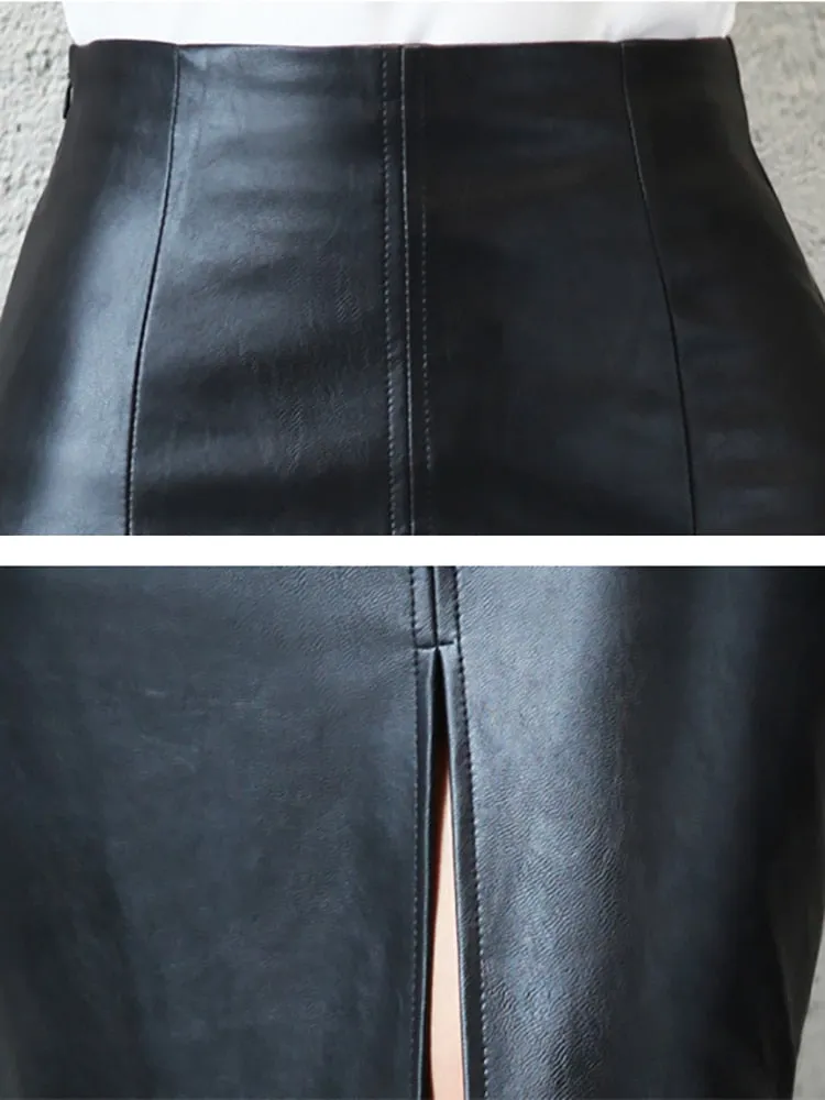 Black PU Leather Skirt