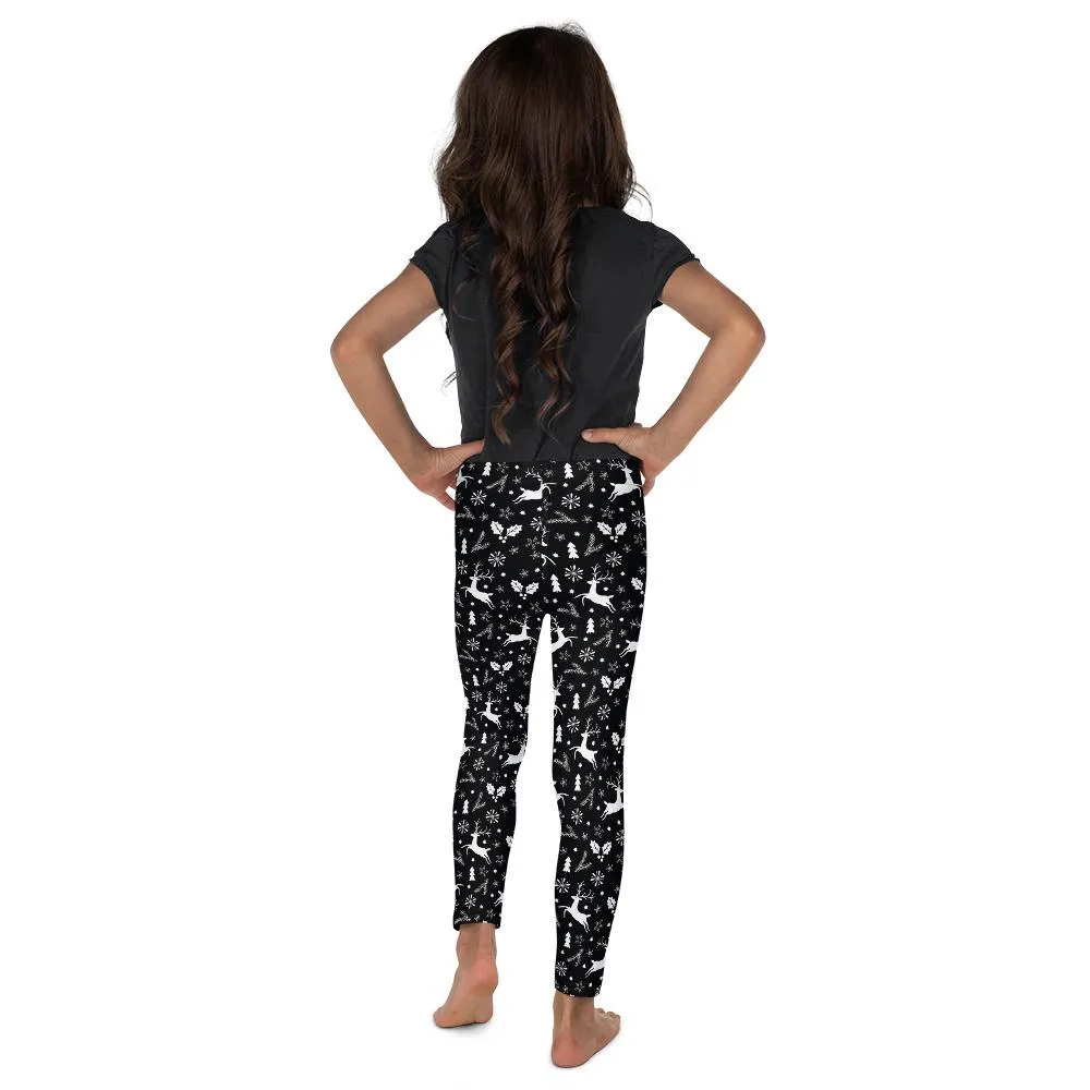 Black Reindeer Christmas Kid's Leggings