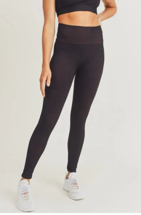 Black Ribbed Dry Brush Seamless Leggings