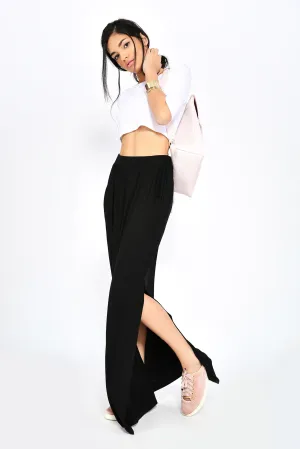 Black Side Split Maxi Skirt