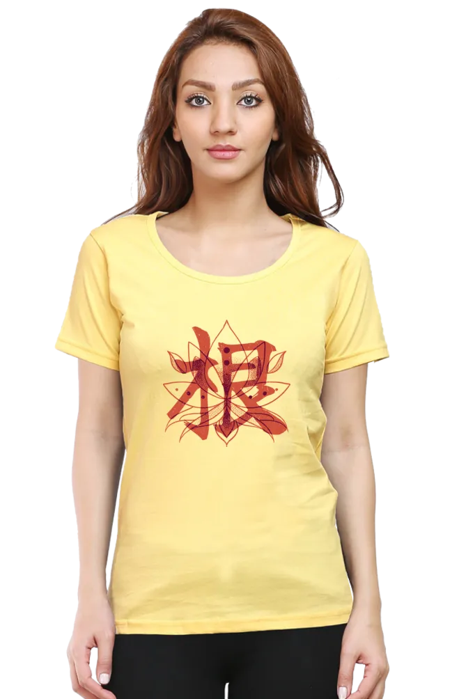 Blossom Zen Lotus Printed Scoop Neck T-shirt for women