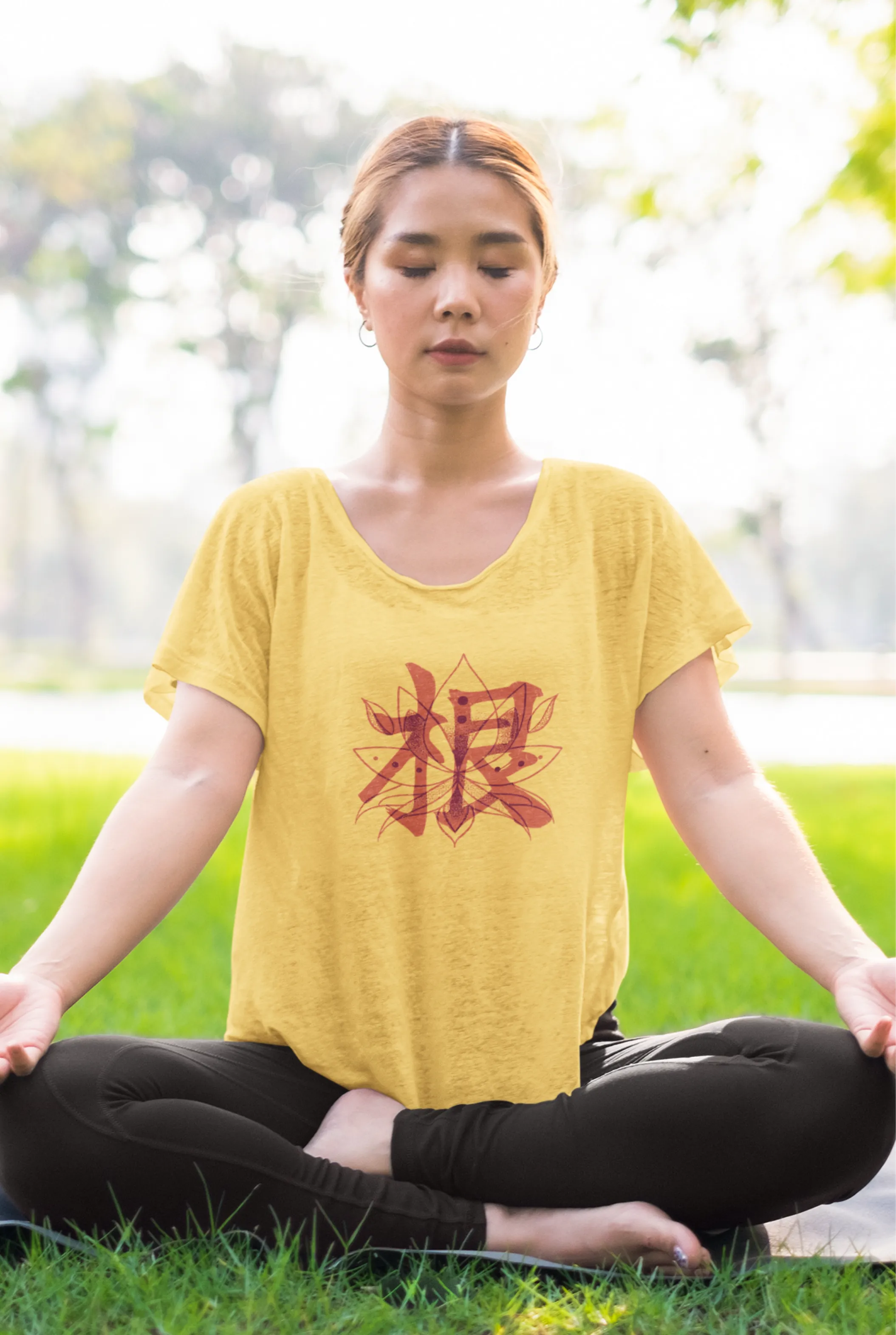 Blossom Zen Lotus Printed Scoop Neck T-shirt for women