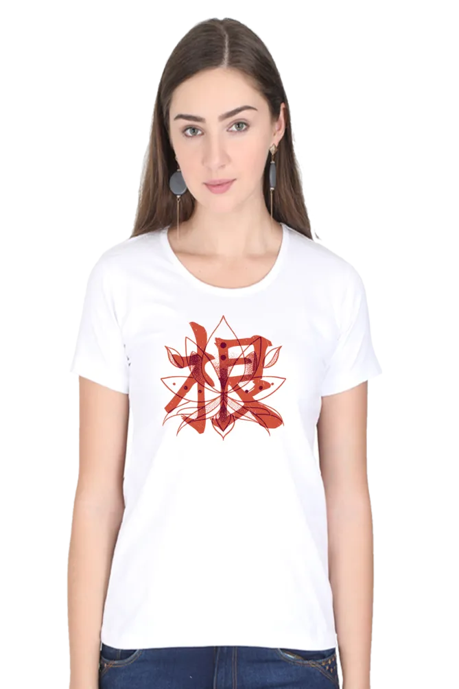 Blossom Zen Lotus Printed Scoop Neck T-shirt for women