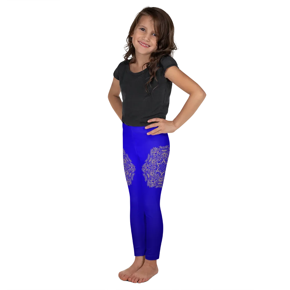 Blue and Gold Mandala Leggings for Girls