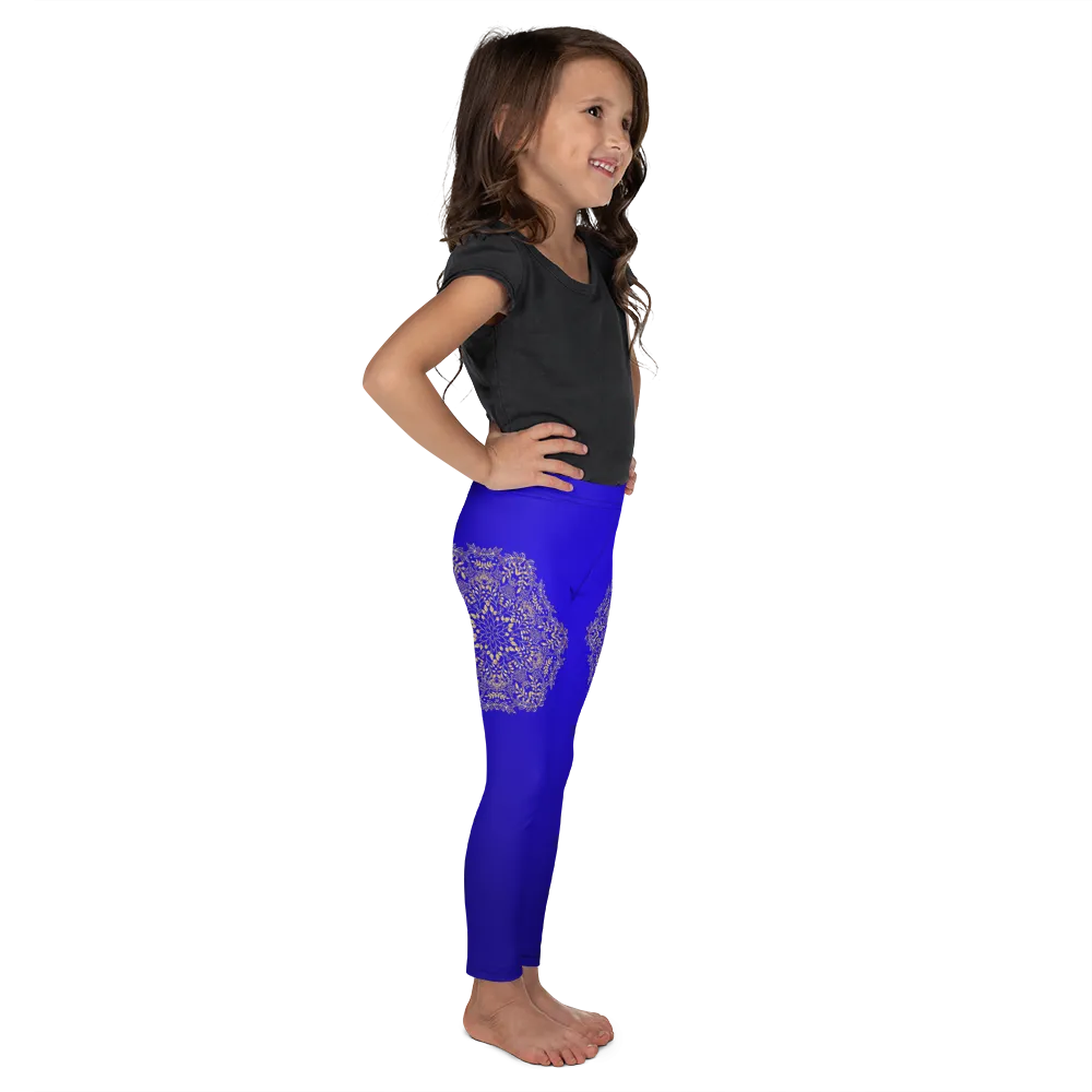 Blue and Gold Mandala Leggings for Girls