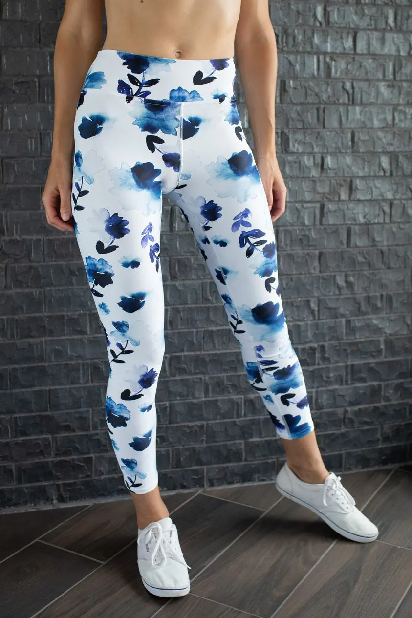 Blue Cornflower High Waist Pocket Leggings