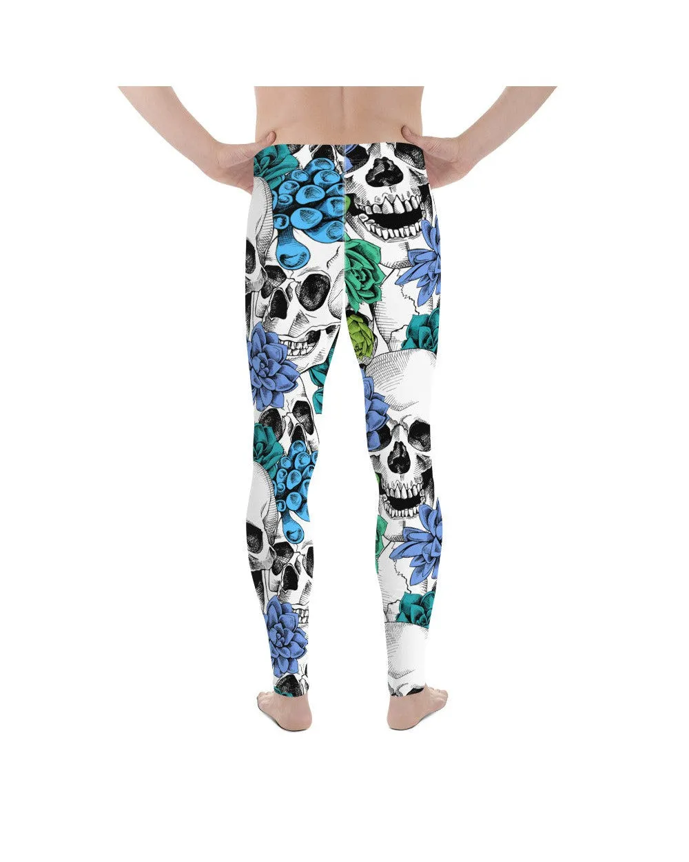 Blue Floral Skulls Meggings