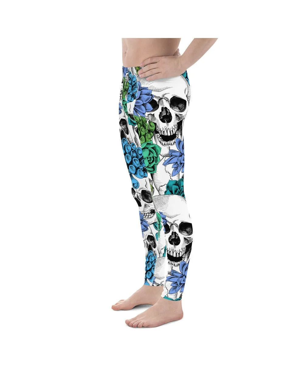 Blue Floral Skulls Meggings