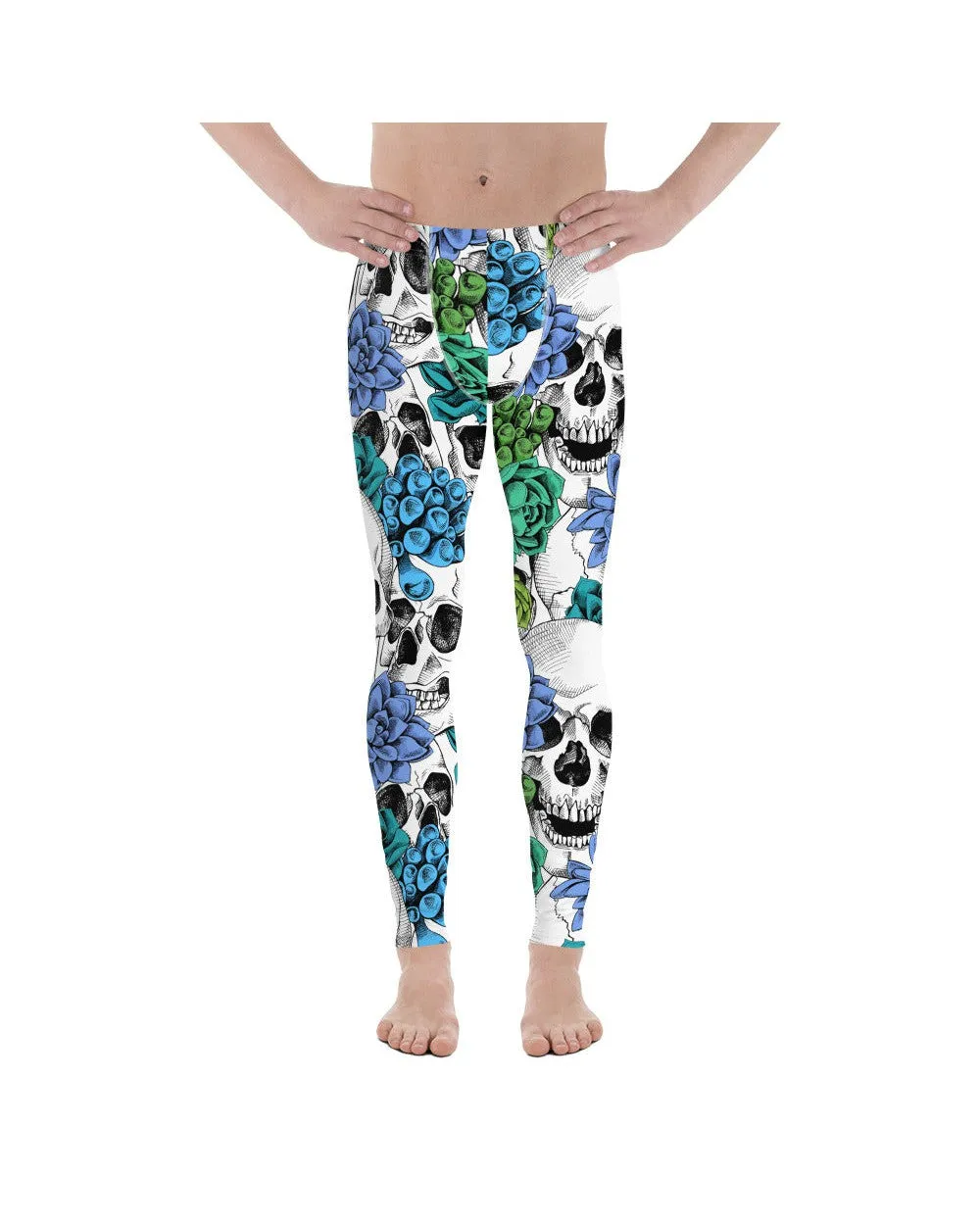 Blue Floral Skulls Meggings