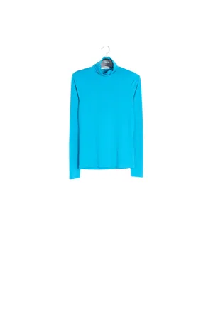 Blue slim-fit turtleneck top