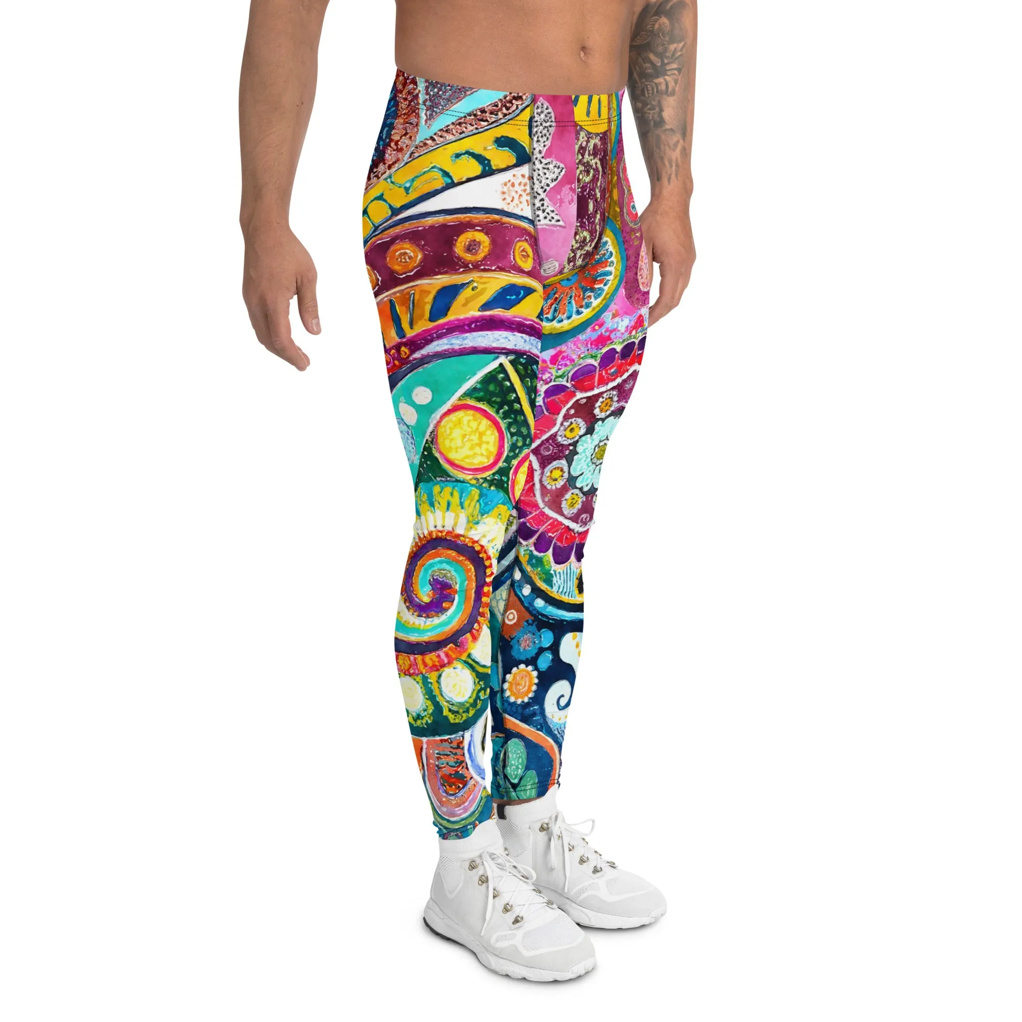 Boho Mandala Men’s Leggings – Colorful, Artistic, and Uniquely Intricate