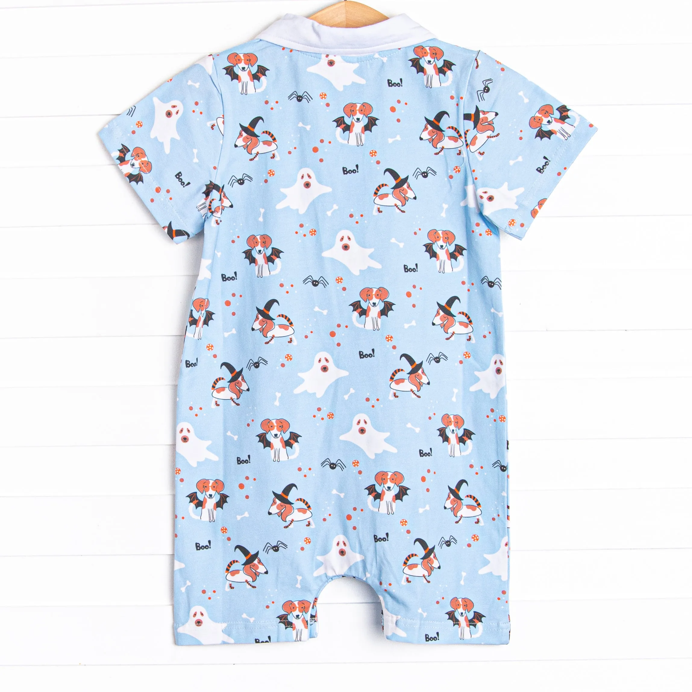 Boos and Barks Short Romper, Blue