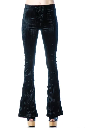 Boot Cut Velvet Lace Up Leggings