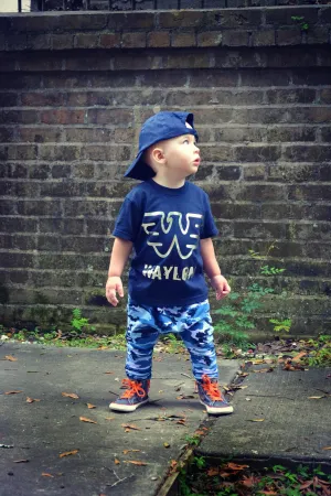 Boys Blue Camouflage Leggings