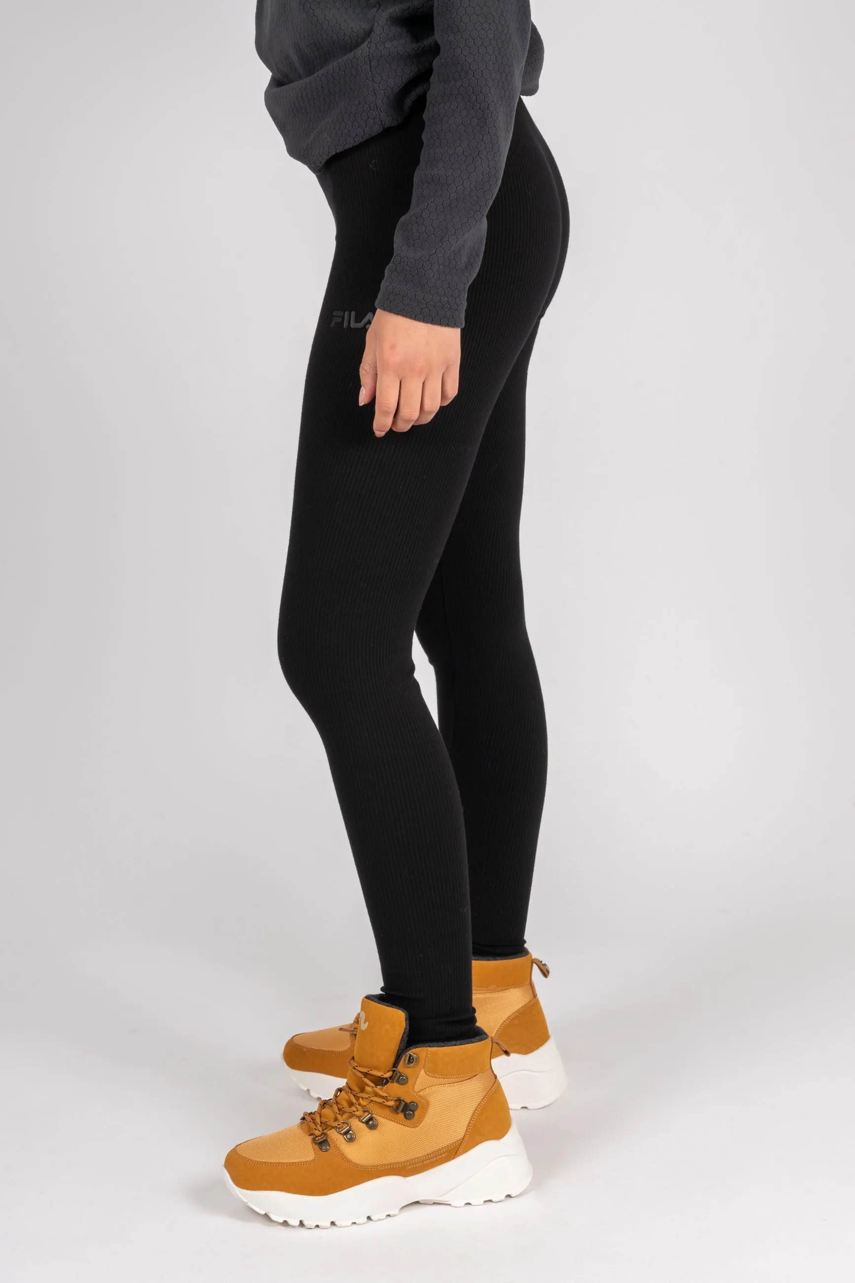 Bozcaada High Waist Rib Leggings - Moonless Night