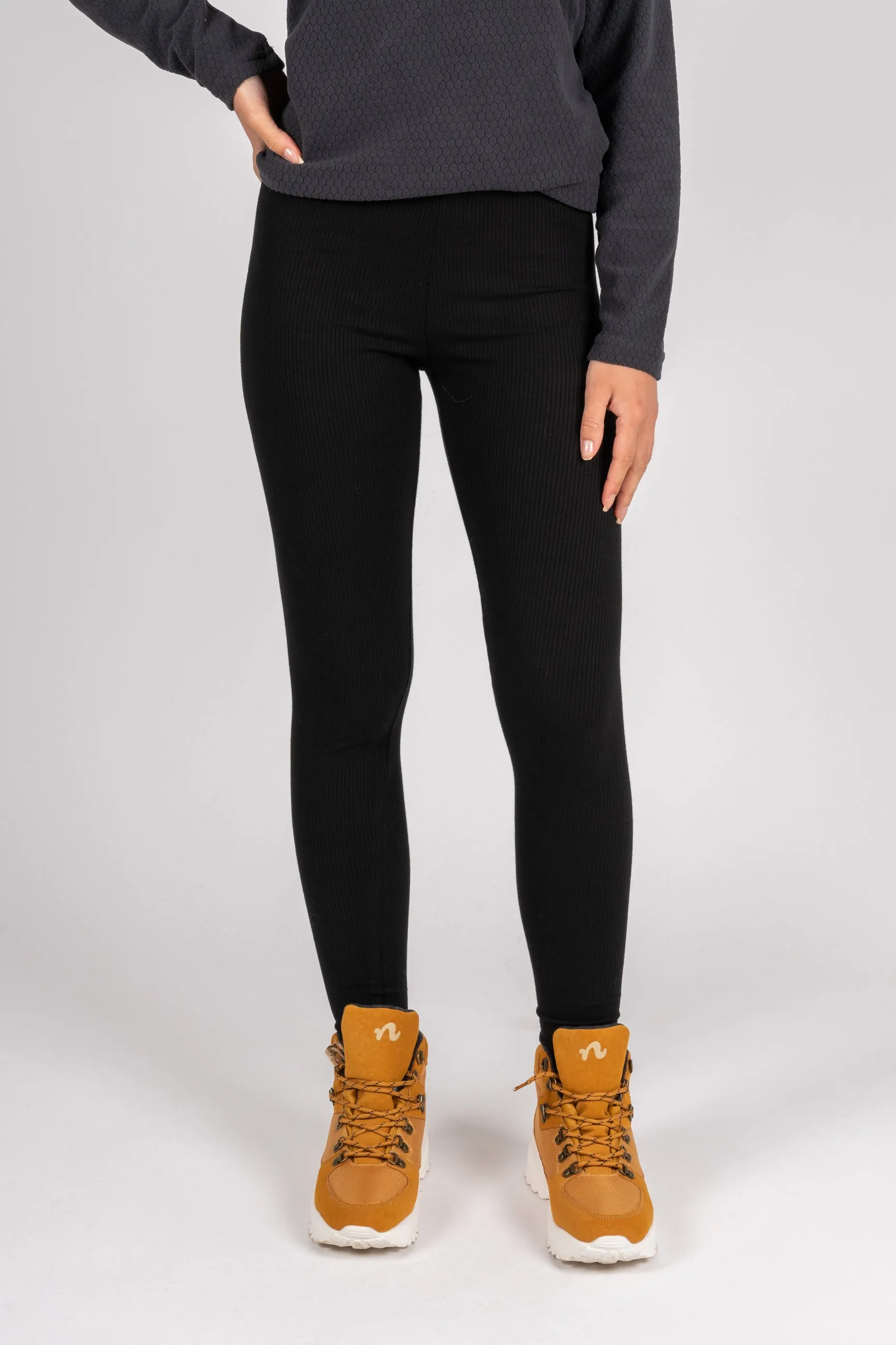 Bozcaada High Waist Rib Leggings - Moonless Night