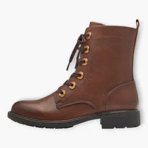 Brown Women's Lace-Up Boots with Block Heel