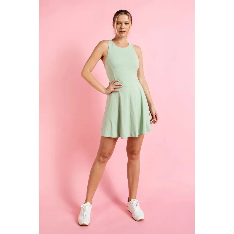 Butter Romper Dress with Keyhole Mint Latte