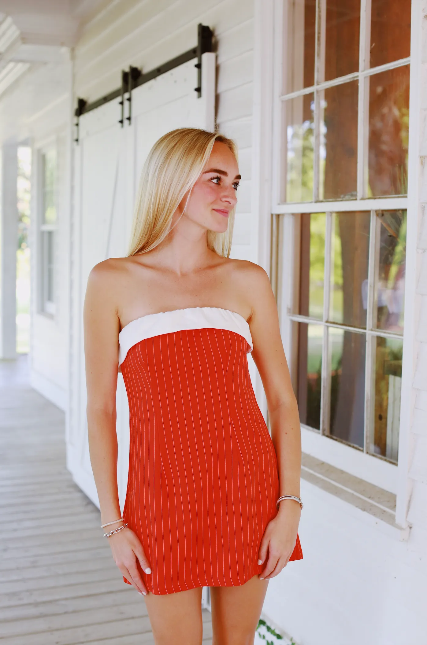 Call The Game Romper - Orange Red/White