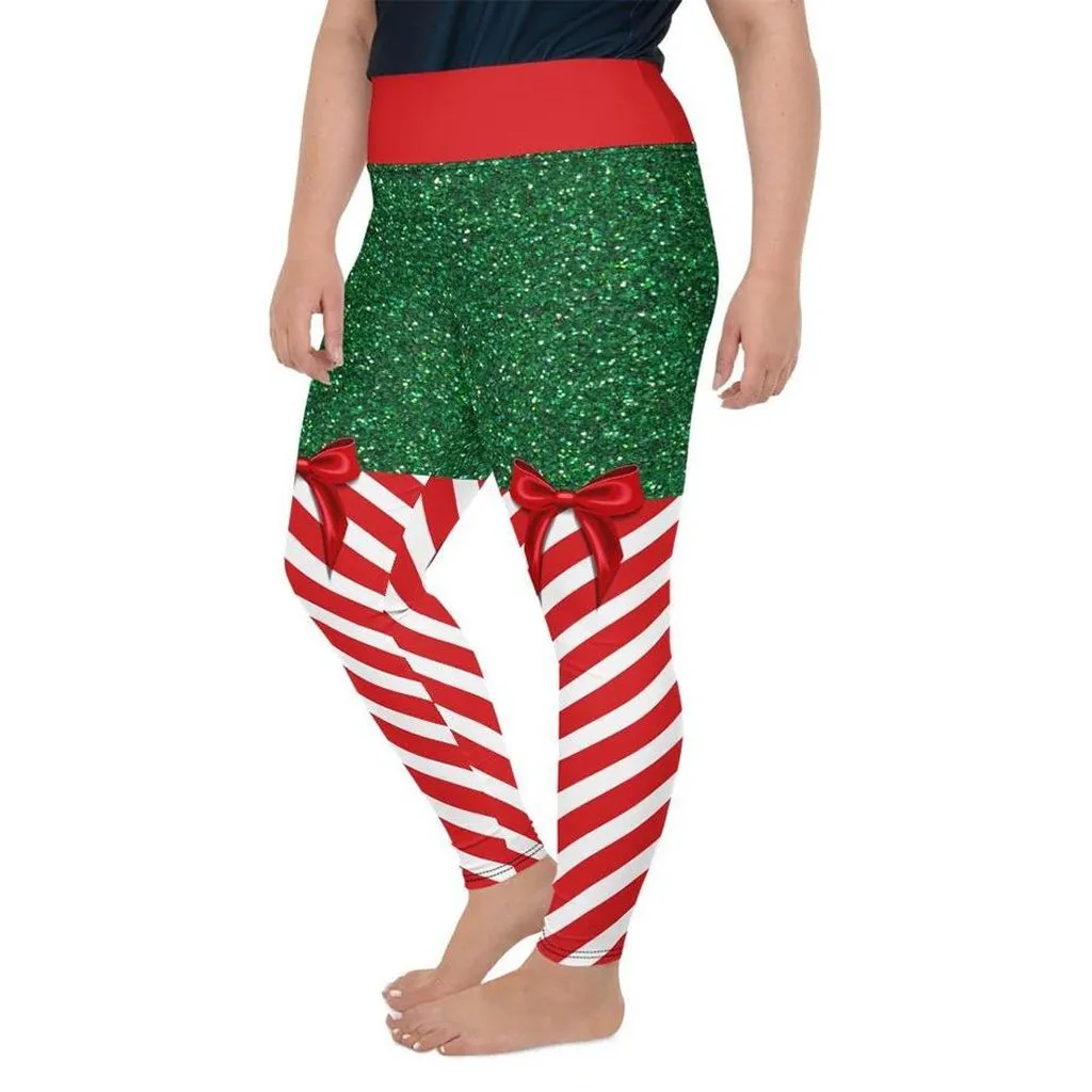 Candy Stripe Christmas Plus Size Leggings