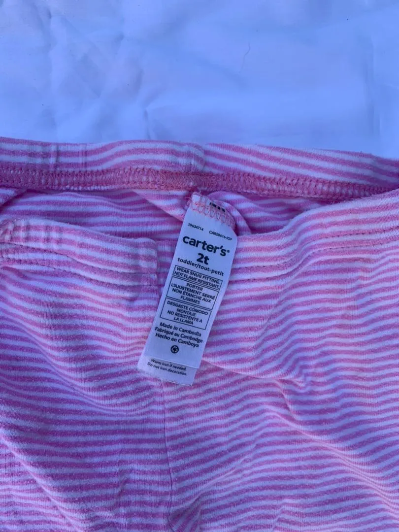 Carter’s Girl's pink striped leggings size 2 T