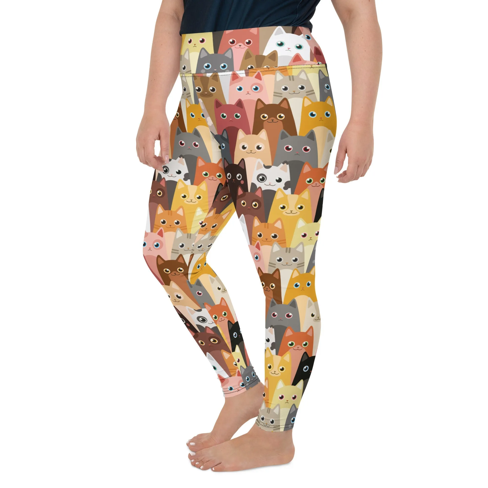 Cartoon Cats Plus Size Leggings