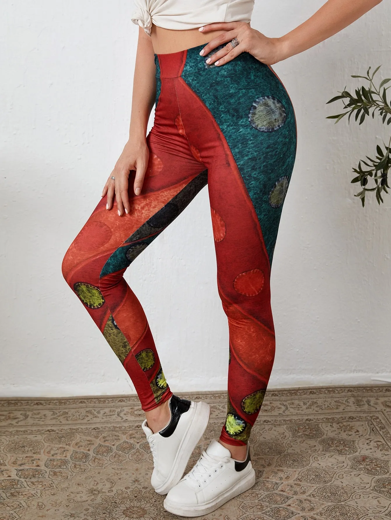 Casual Colorblock Cropped Women Leggings