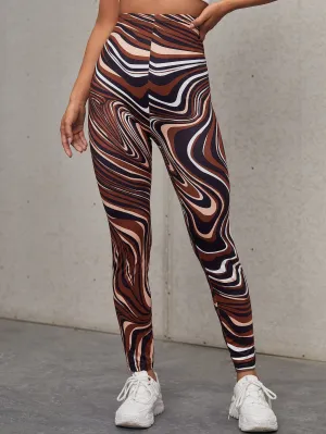 Casual Marble Cropped Women Leggings