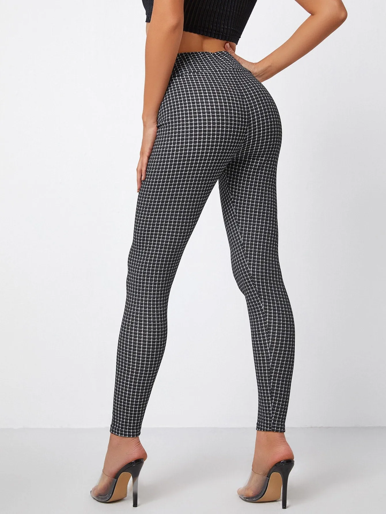 Casual Plaid Cropped Women Leggings