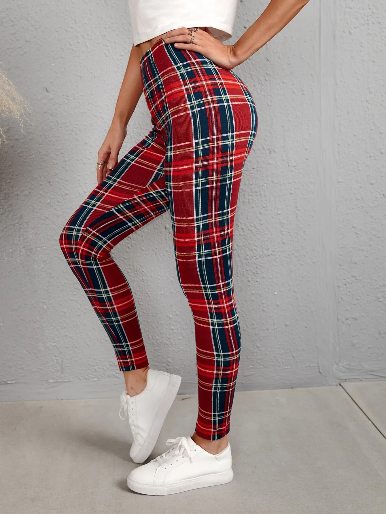 Casual Tartan Long Women Leggings