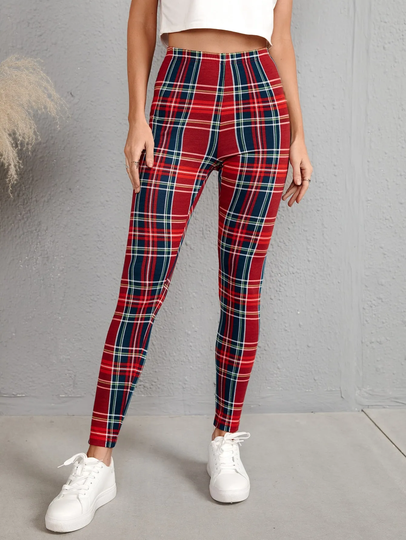 Casual Tartan Long Women Leggings