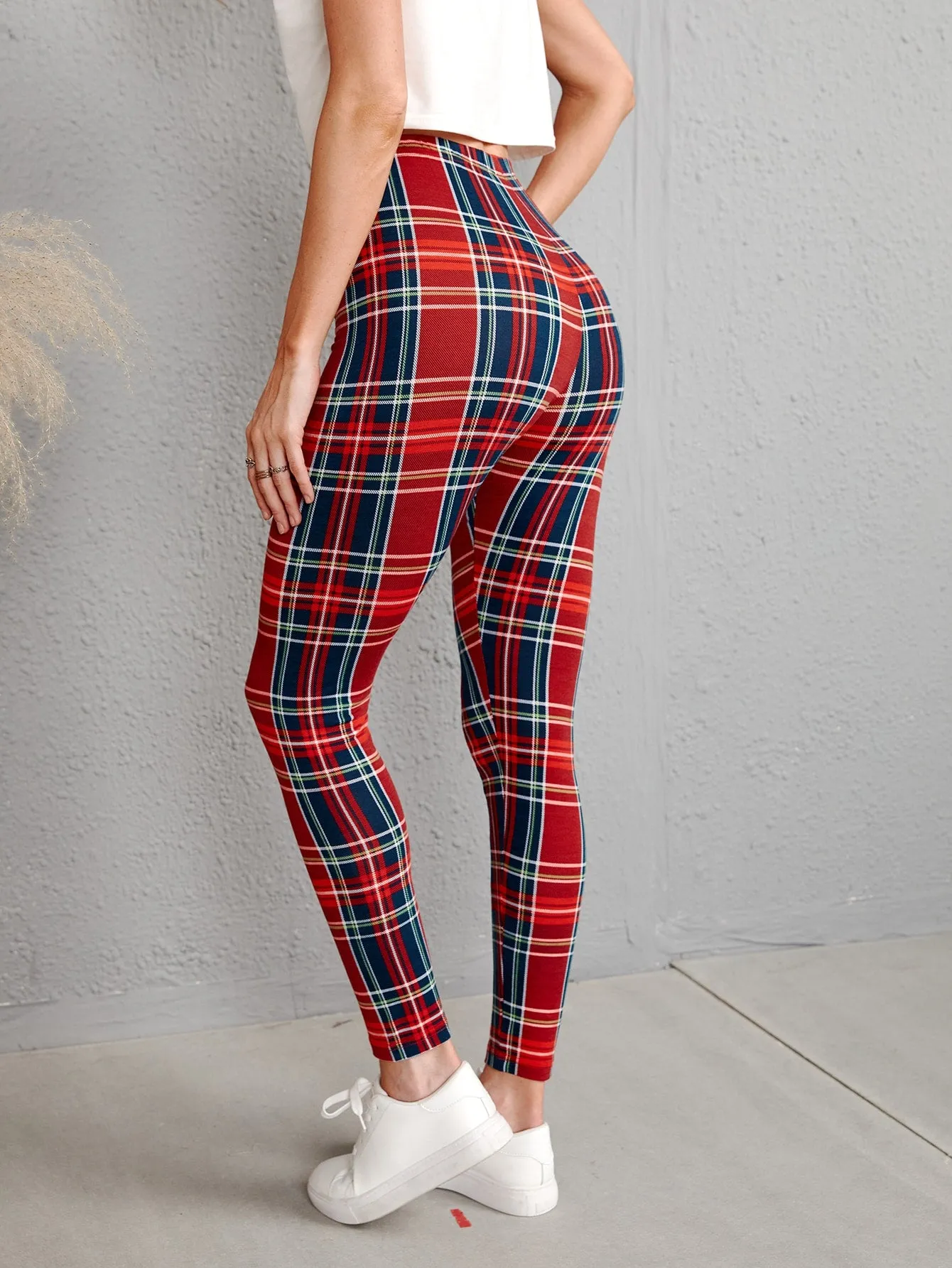 Casual Tartan Long Women Leggings