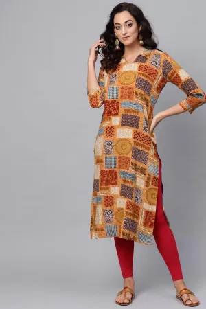 Casual Wear Cotton Fabric Multi Color Printed Trendy Kurti VCK1186