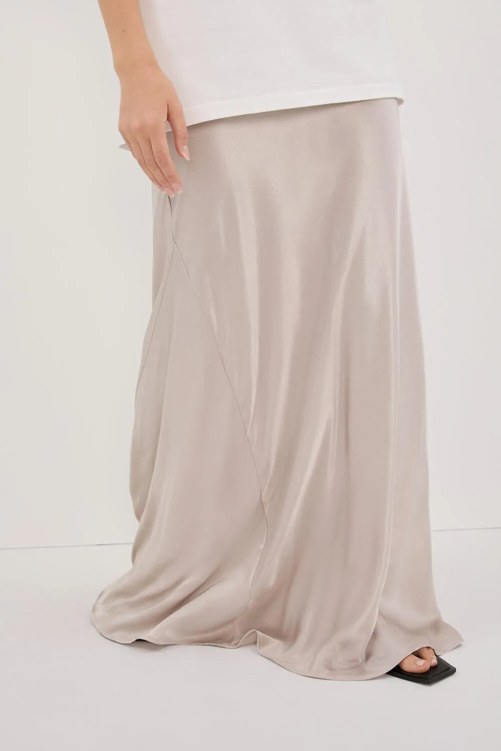 CHARLI CHALK SATIN MAXI SKIRT