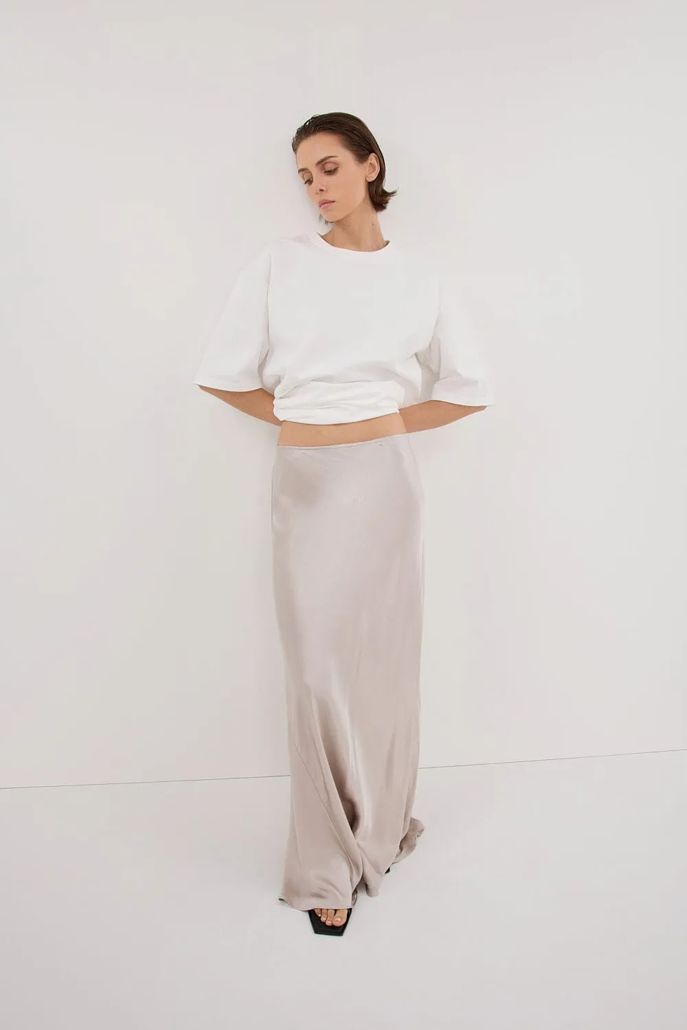 CHARLI CHALK SATIN MAXI SKIRT