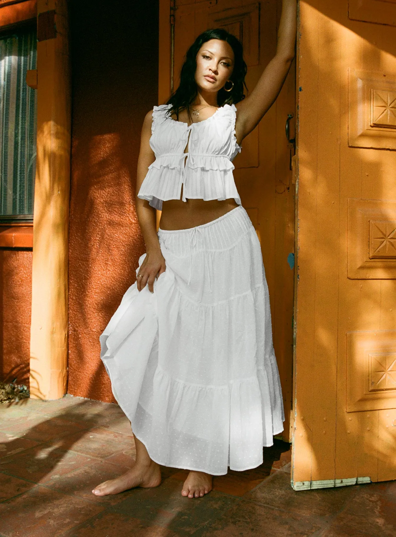 Cherry On Top Maxi Skirt White