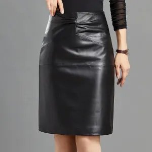 Chic Faux Leather Pencil Skirt