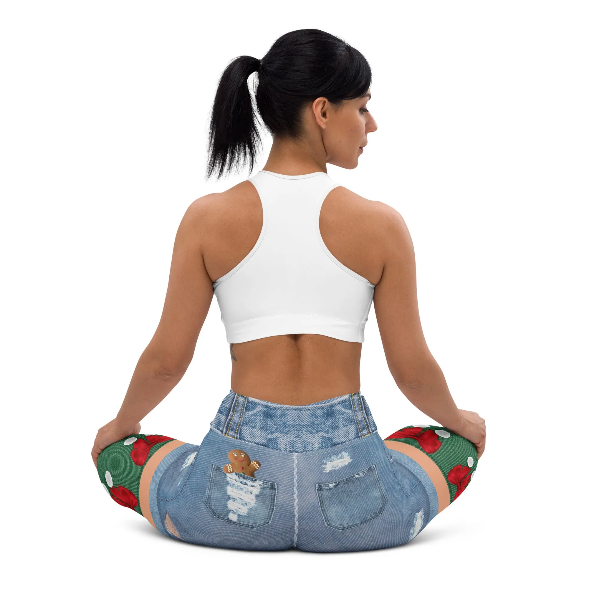 Christmas Denim Shorts Yoga Leggings