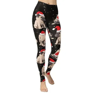 Christmas Pugs Yoga Leggings