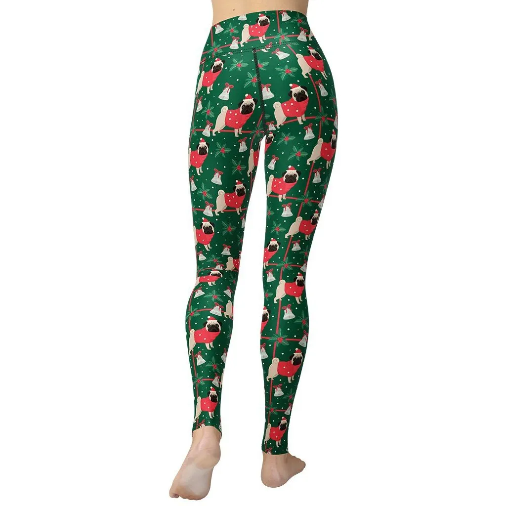 Christmassy Pugs Yoga Leggings