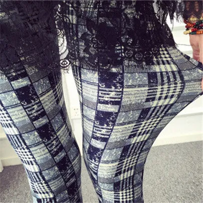 CHSDCSI Hot 2017 Print Flower Leggings Leggins Plus Size Legins Guitar Plaid Thin Pant Fashion Stripe Women Aptitud Trousers