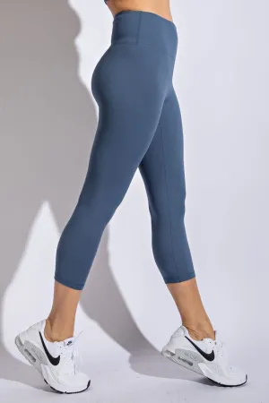 Cobalt Stretch Capri Yoga Leggings